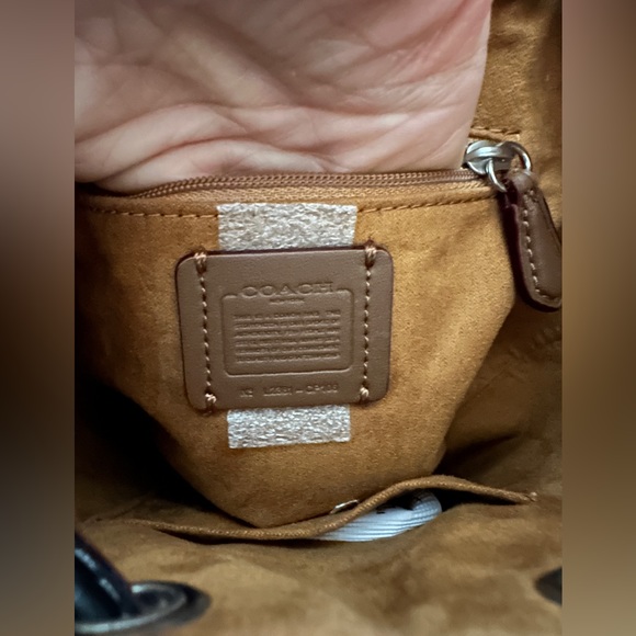 Coach Backpack NWOT Signature Black Denim Convertible Backpack red trim $398 - Picture 6 of 9